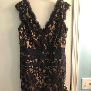 Tadashi Shoji Navy lace dress.